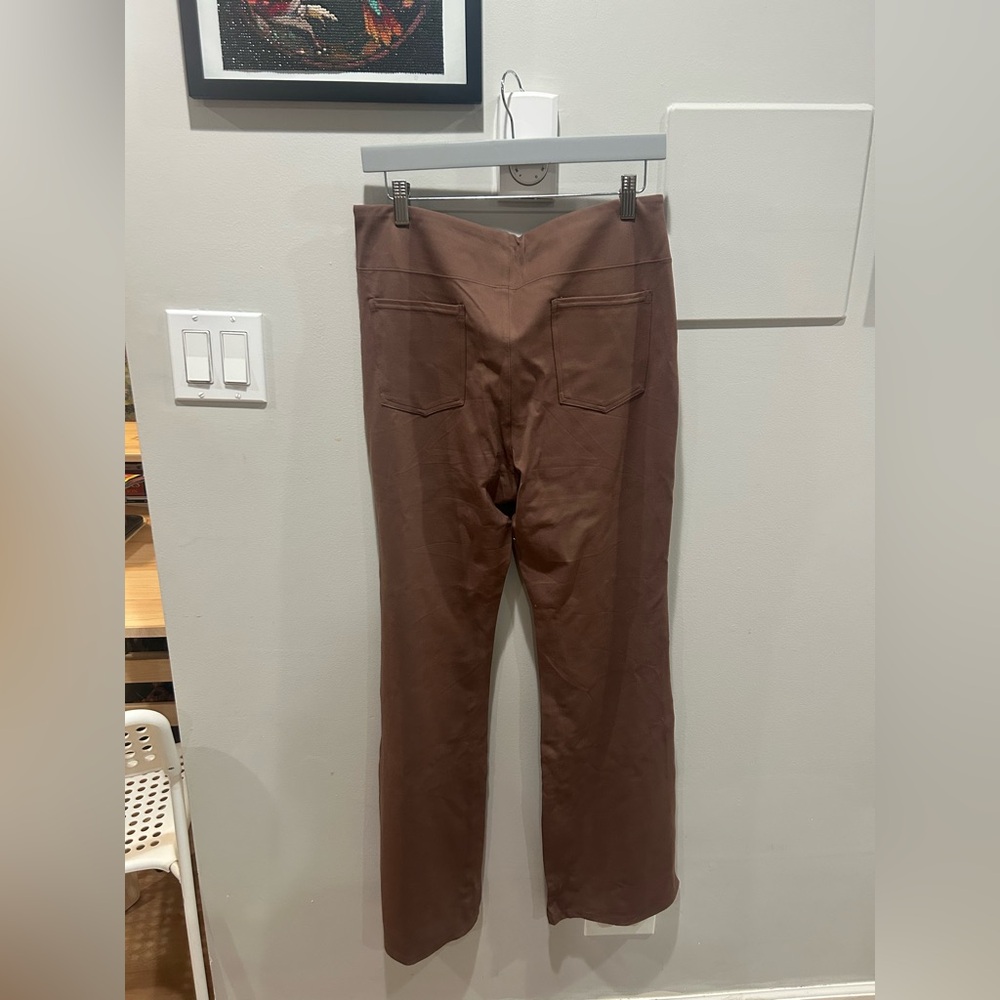New Halara Flex Work Pants High Waisted Back Side Pocket Brown Size Small Tall